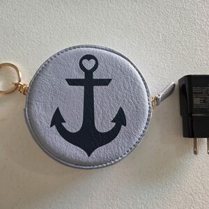 LC Lauren Conrad Light Blue Mini Zip Pouch with Gold Hardware